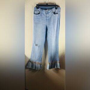 For The Republic Light Blue Ruffle-Hem Flare Jeans